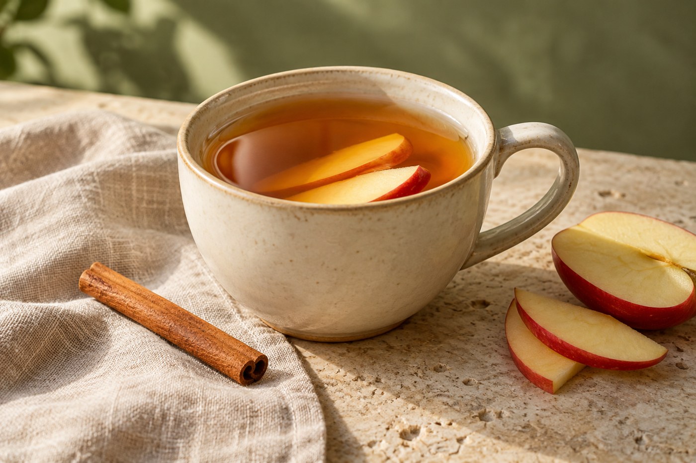 Infusão natural de maçã e canela
